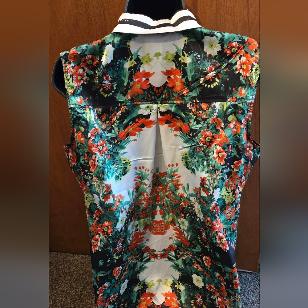 Mark. Floral Sleeveless Top Digital Art Multicolor SzL - Picture 6 of 7